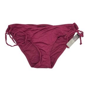 Bisou Bisou Bikini Bottom Womens Large Burgundy Side Tie Swim Bottom NWT